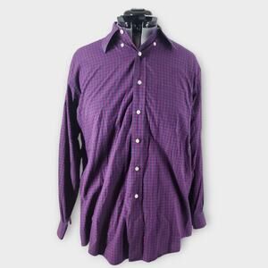 Brooks Brothers Sport Button Down Shirt Men's L Purple Plaid Collard Long Sleeve